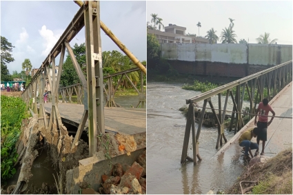 সাতক্ষীরায় বিকল্প সেতু ভেঙে দেড় লক্ষাধিক মানুষের ভোগান্তি