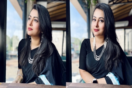 কালো শাড়িতে গ্ল্যামারাস পূর্ণিমা